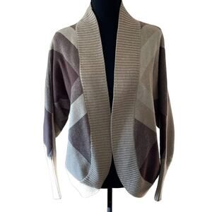 RACHEL ZOE Tan & Brown Open Front Sweater Size Small
